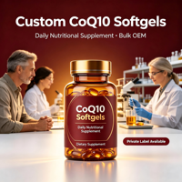 Complexe Antioxydant pour Adultes en Gélules Molles avec Coenzyme Q10 et Vitamine E, Sans Sucre Naturel, Complément Nutritionnel Personnalisé à Marque Privée