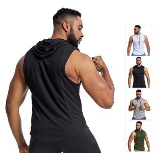 T-shirt de musculation sans manches en maille pour homme, personnalisé, pour la salle de sport, le fitness, débardeur d'entraînement à capuche - Product Image 6