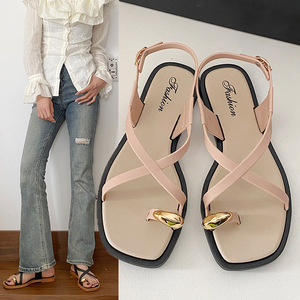 Sandalias planas antideslizantes informales para mujer, zapatillas deslizantes antiolor con punta de Clip, calzado de playa, chanclas de plataforma para mujer - Product Image 2
