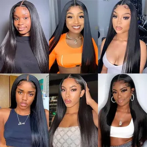 Wholesale Vendor Real Straight Wave 24 Inches Human Hair Lace Front Wigs Transparent Full Lace Wig Human Hair For Black Women