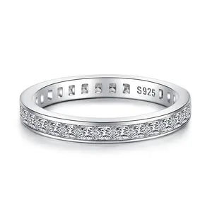 แหวน925เพทายชุบทองและโรเดียมชุดสำหรับงานแต่งงานไม่เสื่อมเสีย