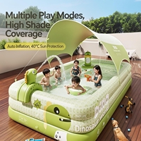 Piscine gonflable dinosaure avec auvent solaire, en PVC épaissi, pour toute la famille (enfants et adultes), idéale pour les jeux aquatiques estivaux en extérieur dans le jardin.