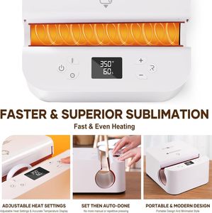 Impresora Digital Automática <span class=keywords><strong>HTVRONT</strong></span> para Sublimación de Tazas y Vasos, Placa Plana de Alta Seguridad de 2.95-3.18 Pulgadas, Color Blanco - Product Image 3