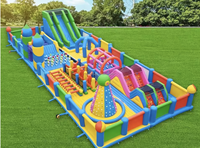 Parcours d'obstacles gonflable géant de qualité commerciale pour parcs d'attractions, 30*15m, personnalisable pour les entreprises