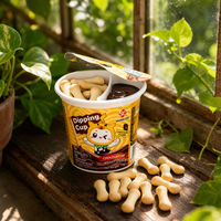 Pot de 15g pour mini-biscuits à tremper, double compartiment, avec pâte de cacao et bâtonnets de biscuit, vente en gros, OEM, directement de l'usine