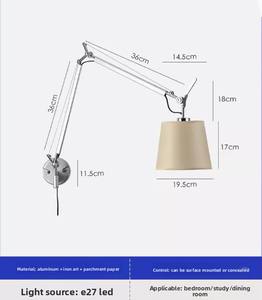 Nouvelle lampe murale de lecture LED de luxe nordique, extensible, décorative, à bras long réglable, pour chambre à coucher, avec lumière - Product Image 6