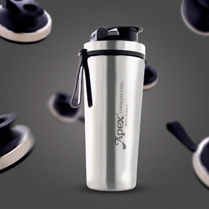 Bouteille shaker en acier inoxydable ANAX FIT-X 1000 ml, anti-fuite, avec couvercle à clapet, pour mélanger les protéines, large ouverture, poignée de transport pour la salle de sport - Product Image 1