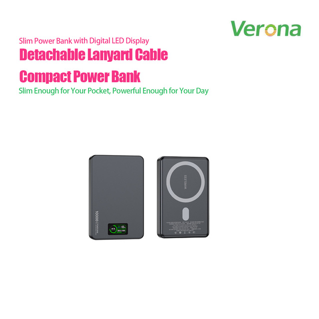 Ultra-Thin Magnetic Portable Charger 10000mAh Wireless Power Bank LED Display Strong Magnet Fast Charging 22.5W Outdoor Use