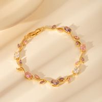 Pulsera de Flor de Tulipán Chapada en Oro de 18K, Resistente al Agua y al Deslustre, de Acero Inoxidable, Marca Fanhua