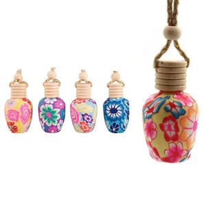 <b>Hanging</b> Round Polymer Clay <b>Air</b> <b>Freshener</b> Empty 10ml 12ml Glass Perfume Bottle - Product Image 3
