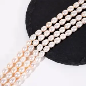 8-10mm tự nhiên nước ngọt ngọc trai gạo hình dạng 2A 3A 4A Perla Strand Perles Loose trang sức ngọc trai làm hạt Perles de riz