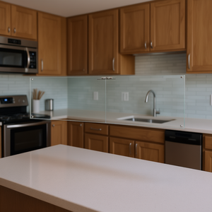 Paraschizzi da cucina 39,37 x 19,69 pollici in vetro temperato bianco, design contemporaneo e resistente - Product Image 2