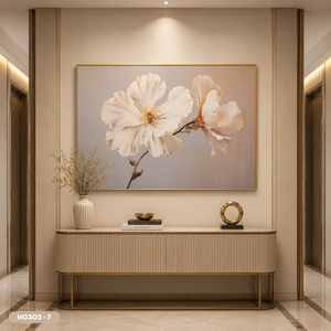 Peinture florale murale en soie haut de gamme, décoration artisanale en soie textile, fleur de pivoine dorée, fournisseur d'usine du Vietnam, modèle H0302-7 - Product Image 4
