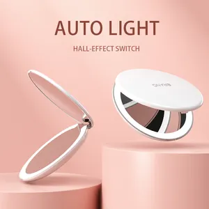 M20 Custom Portable Round Compact Led Makeup Mirror With Light