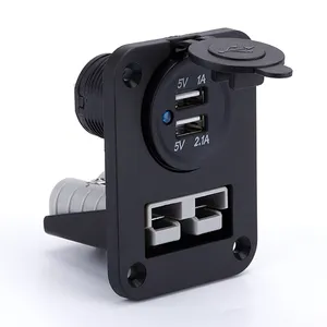 50 Amp Anderson Plug 3.1A Dual Usb Charger Socket Flush Mount Panel For Auto Car Marine Boat