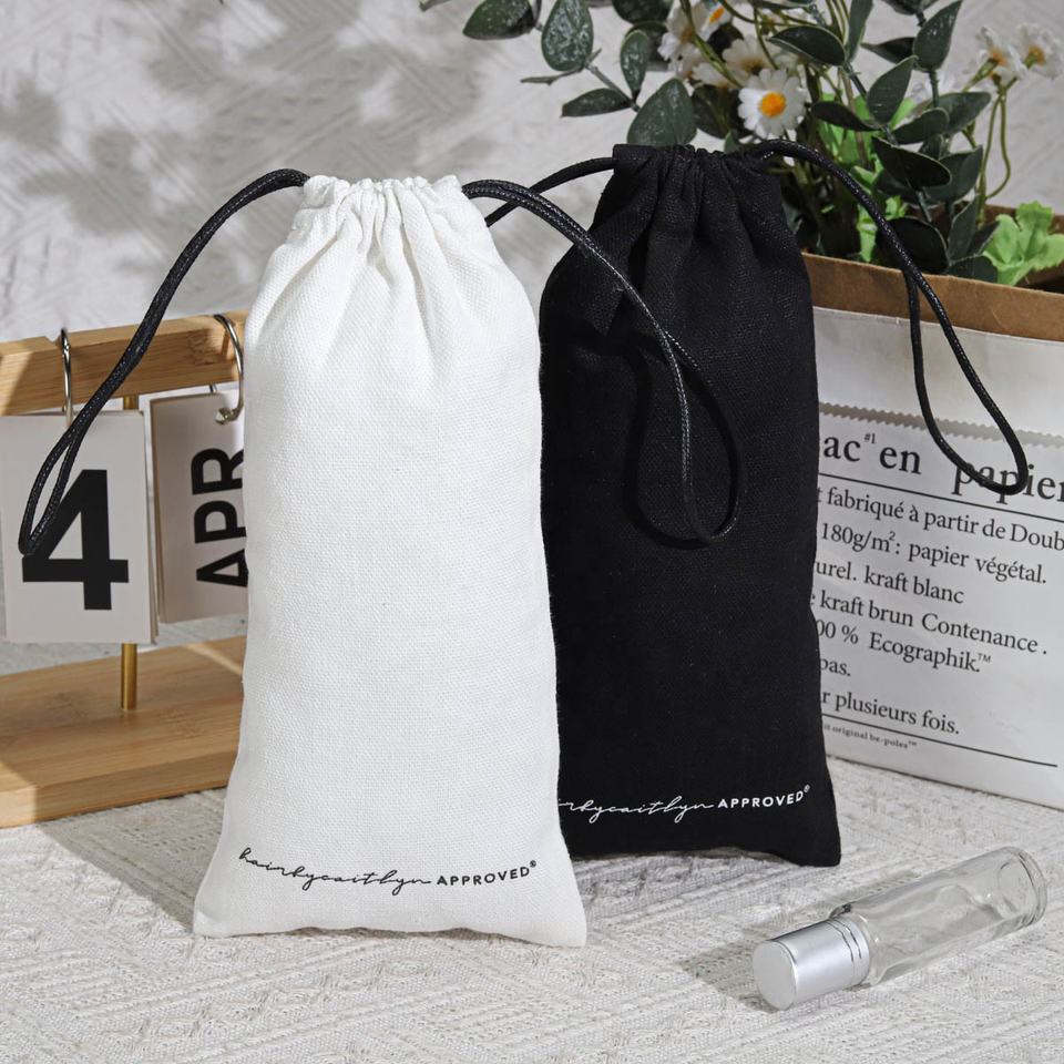Custom Logo Printed Brush Canvas Drawstring Pouch for Cosmetic ...