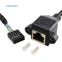 Kabel Ekstensi Jaringan LAN Ethernet OEM USB2.0 Dupont 2.54mm 9pin Female ke RJ45 Female dengan Lubang Sekrup Pemasangan untuk PC Host