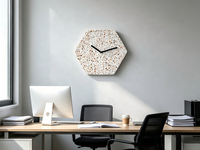Horloge murale décorative en terrazzo, cadran rond en terrazzo, aiguilles en métal laiton, décoration murale pour la maison