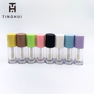 Envase de Brillo Labial de 5ml, Tubo de Plástico Transparente, Negro, Blanco Mate, con Tapa de Rosca - Product Image 1