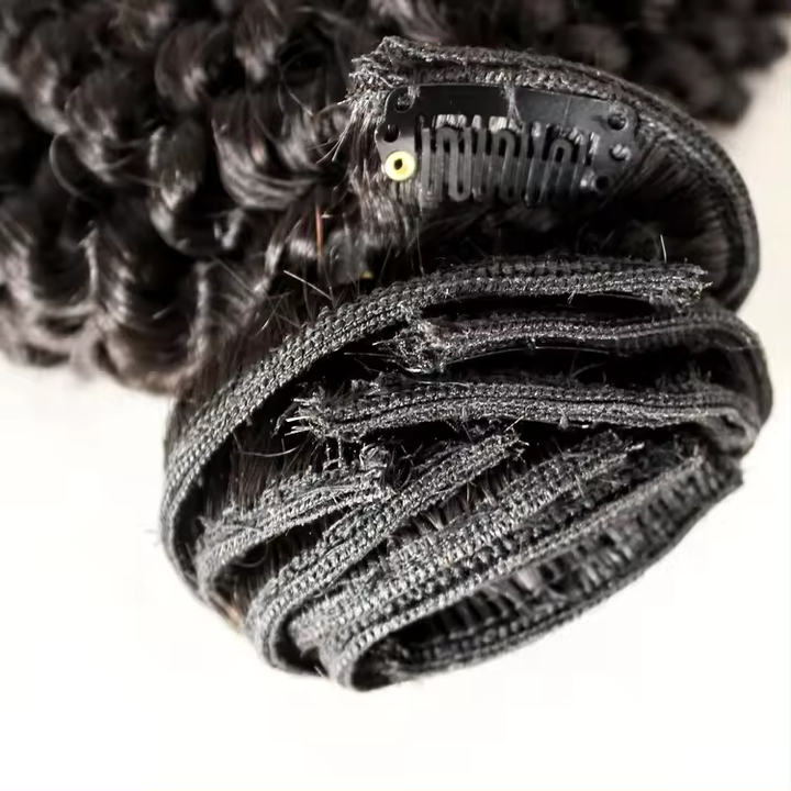 Letsfly Hair Extensions Human Hair Clip in Kinky Curly Natural Color Brazilian Raw Virgin Seamless Clip in Hair Extension