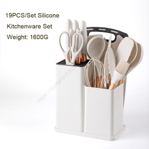 Juego de utensilios de cocina Proins al por mayor, antiadherentes, 19 piezas, herramientas de silicona, regalo con mango de acero inoxidable - Product Image 3