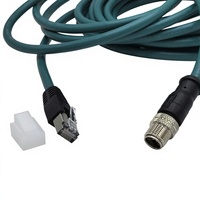 Câble Ethernet CAT6A M12 étanche vert et bleu Gzeasyconnect, connecteur RJ45 M12 X codé, longueur 500 mm, gaine en PVC, pour utilisation informatique