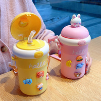 En gros, Tasse en verre sodocalcique double paroi, couleur unie, avec couvercle à paille, design 'petits dumplings', design esthétique soigné, pour thé/eau