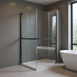 Mampara de Ducha de Vidrio Templado Transparente de 35.4x76.8 Pulgadas con Marco, Mamparas de Baño Minimalistas - Product Image 2