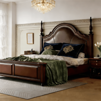 Lit double de luxe au design minimaliste moderne pour chambre principale, cadre en bois massif de 1,8 mètre avec rembourrage doux pour appartement