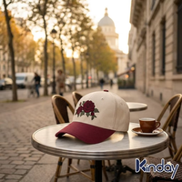 Fabricante Profesional, Gorra de Béisbol Ajustable de 2 Colores, Bordada con Rosas Rojas Crema, de Algodón Premium, con Logotipo Personalizado
