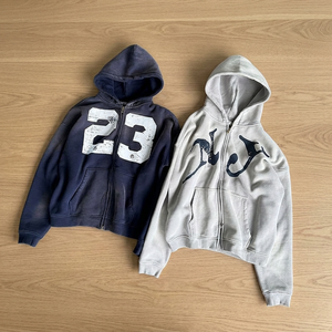 เสื้อฮู้ดซิปผู้ชาย ผ้าฝ้าย 100% ผ้าเฟรนช์เทอร์รี่ ลายตัวอักษร NY สวมใส่สบายๆ สำหรับฤดูใบไม้ร่วง ทรงปกติ - Product Image 1
