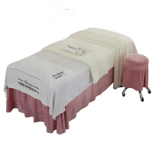 Розовый бархатный набор 2023 осенне-зимнего функционального массажного дивана, набор массажных простыней с индивидуальным логотипом