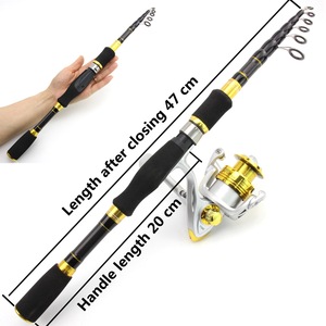 Ensemble canne à pêche Searcher Lure 1,8 m télescopique avec moulinet spinning et accessoires de pêche - Product Image 2