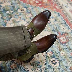 Zapatos Formales de Negocios para Hombre, Zapatos Monk con Cierre de Cordones, Zapatos de Caballero con Hebilla, Antideslizantes, Transpirables, Ligeros, de Goma - Product Image 3