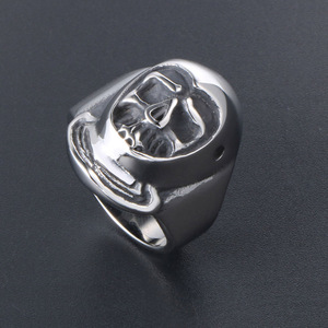 Skull <b>Titanium</b> Steel <b>Ring</b> For Men Wide Index Finger Retro Jewelry SA407 - Product Image 4