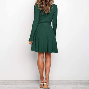 Abito polinesiano personalizzato da donna con girocollo e maniche lunghe in tinta unita in Chiffon stile dolce - Product Image 4