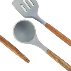 BPA Free Eco-Friendly Kitchen Cookware Modern Design Wooden Handle Spatula Set - Product Image 3