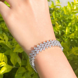 Shining Round Cut Cubic Zirconia Wide <strong>Mesh</strong> Pave <strong>Bracelet</strong> White Gold Plated Wedding Bridal CZ <strong>Bracelet</strong> for Women Engagement Party - Product Image 3