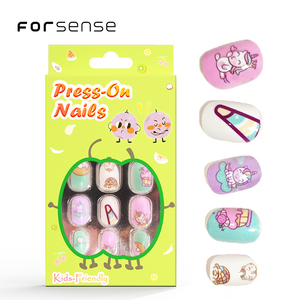 Vente en gros en vrac top mignon presse sur les ongles pour enfants couleurs <span class=keywords><strong>pastel</strong></span> dessin animé <span class=keywords><strong>faux</strong></span> ongles kit enfants jouent licorne conceptions <span class=keywords><strong>faux</strong></span> ongles - Product Image 1