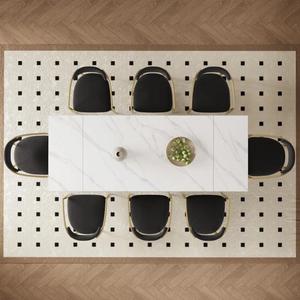 Tavolo da pranzo rettangolare allungabile con substrato in acciaio finto marmo dal Design moderno 62.99 alla 94.48 pietra sinterizzata lavorata di precisione - Product Image 3