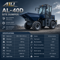 Mini-dumper 4x4 tout-terrain 6 tonnes, châssis articulé pivotant à 180 degrés, transmission articulée