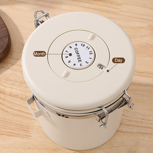 Contenitore Ermetico per Caffè in Acciaio Inox con Valvola Unidirezionale, Indicatore Data e Dosatore per Chicchi, Tè, Zucchero, Farina - Product Image 4
