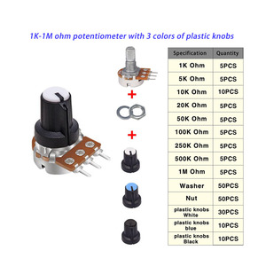 Wh148 b1k đơn tuyến tính Loại <span class=keywords><strong>B</strong></span> chiết Kit 200pcs Nut Washer-5K 10K 20K 50K 100k 1M ohm rotarty chiết rheostats - Product Image 3