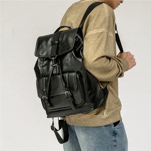 Hot Selling School <strong>Backpack</strong> Wholesale Simple <strong>Black</strong> Drawstring <strong>Backpack</strong> Bag Custom PU Leather <strong>Backpack</strong> Bag <strong>for</strong> <strong>Women</strong> and Men - Product Image 2