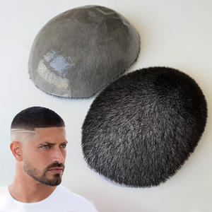 Système de remplacement de perruque en <span class=keywords><strong>cheveux</strong></span> humains à 100 %, toupet pour hommes, style court de 1 pouce, <span class=keywords><strong>coupe</strong></span> rasée, base en PU, 0,06 mm, prothèse capillaire, patch - Product Image 1