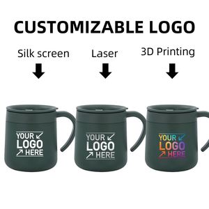 Tasse à café isotherme à double paroi en acier inoxydable de 12 oz avec poignée, cadeau d'entreprise promotionnel avec logo personnalisé - Product Image 6