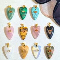 Liontin Batu Alam Mata Setan Zirkon Warna-warni Bentuk Hati Panjang Vertikal, Kalung Kristal DIY, Perhiasan Energi Positif