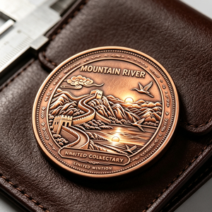 Barra de Cobre de 1 Onza con Relieve de la Gran Muralla de la Montaña Rícola, Acabado Envejecido Vintage, Medalla de Cobre Fino para Coleccionismo Artístico - Product Image 6