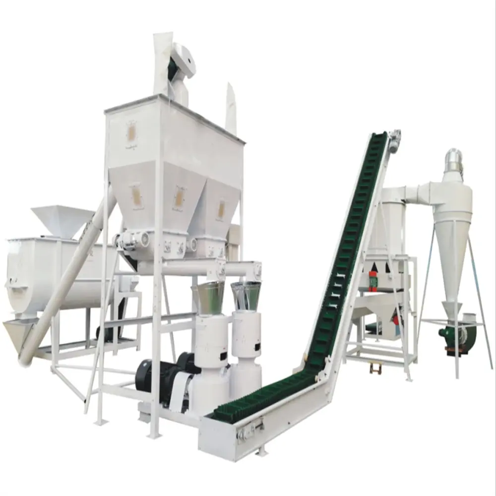 Large Professional 1-100 T/H Grains Grass Alfalfa Hemp Feed Pellet Production Line For Animal Livestock Cattle Cow Sheep