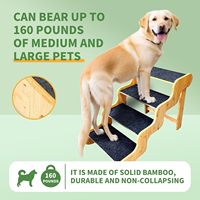 Rampe pour chien 2-en-1 en bois pour lit et canapé, escalier pliable pour animaux de compagnie avec 2 hauteurs réglables et surface antidérapante en feutre.